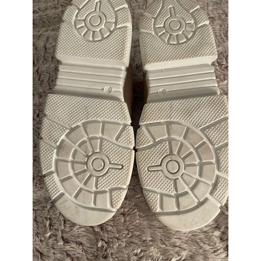 Karmen Womens‎ Platform Sneakers Pink & Beige Faux Leather Size 38